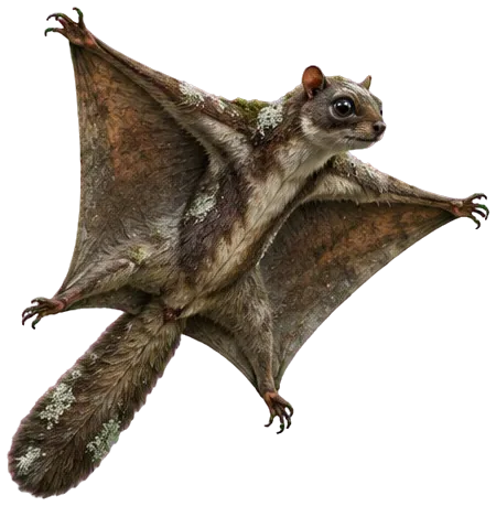 Duskglider, tupai terbang besar meluncur dengan selaput terbentang