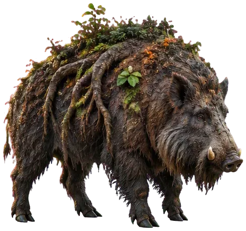 Rootback Boar, babi hutan besar berpunggung akar dan tanah